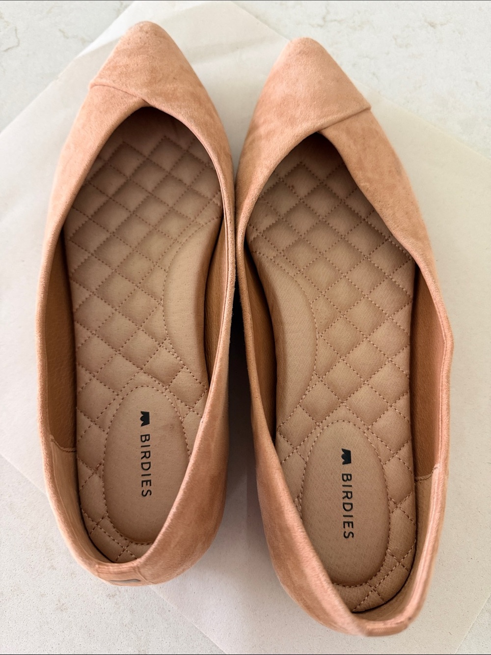 Birdies Suede Pointed Flats in Tan - Picture 2 of 4